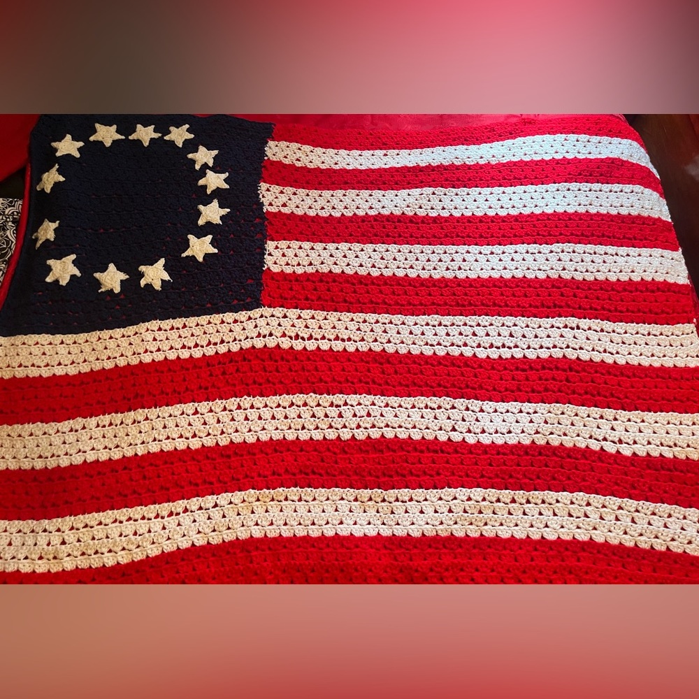 Patriotic American Flag Crochet Blanket